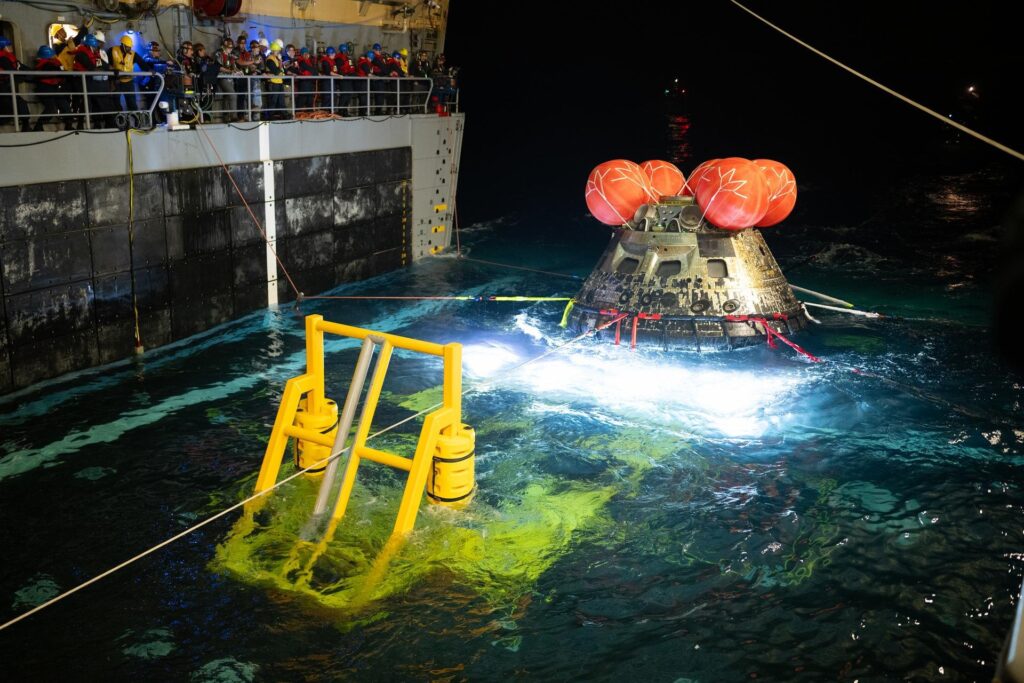 Recovery of the Artemis II crew and Orion capsule after splashdown