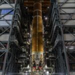 Artemis III rocket is stacked in Florida, with a fueling test at the pad next