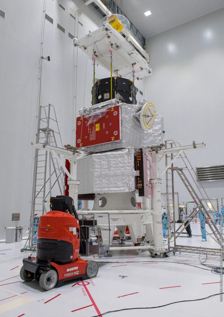 BepiColombo's modules being stacked before launch