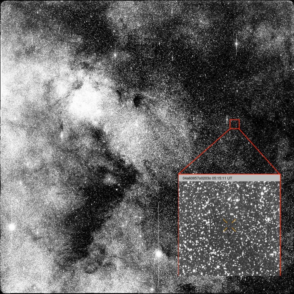 First sighting image of interstellar comet 3I/ATLAS from the ATLAS survey