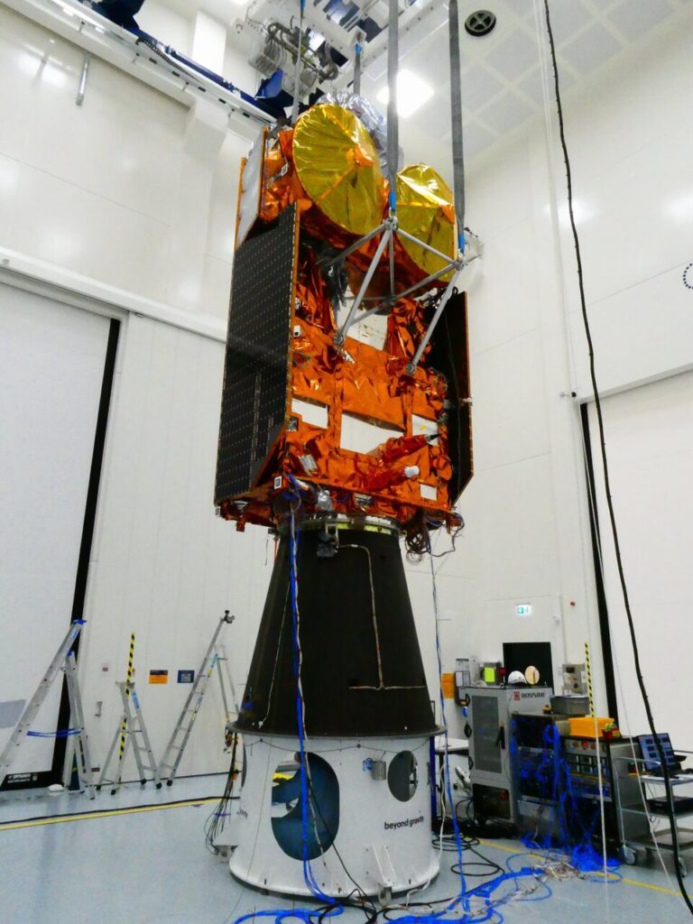 CRISTAL satellite fitted on its launch adapter during testing