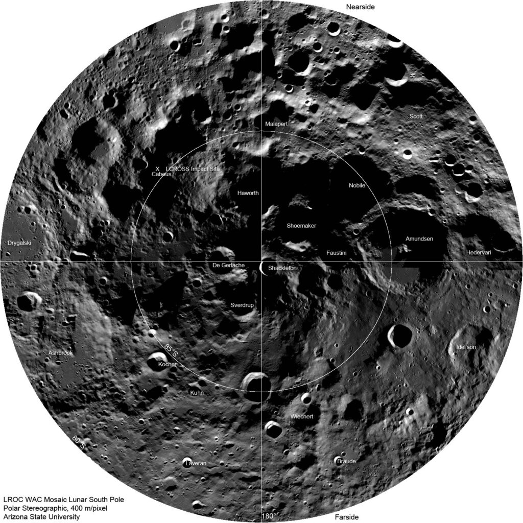 The south pole region of the Moon