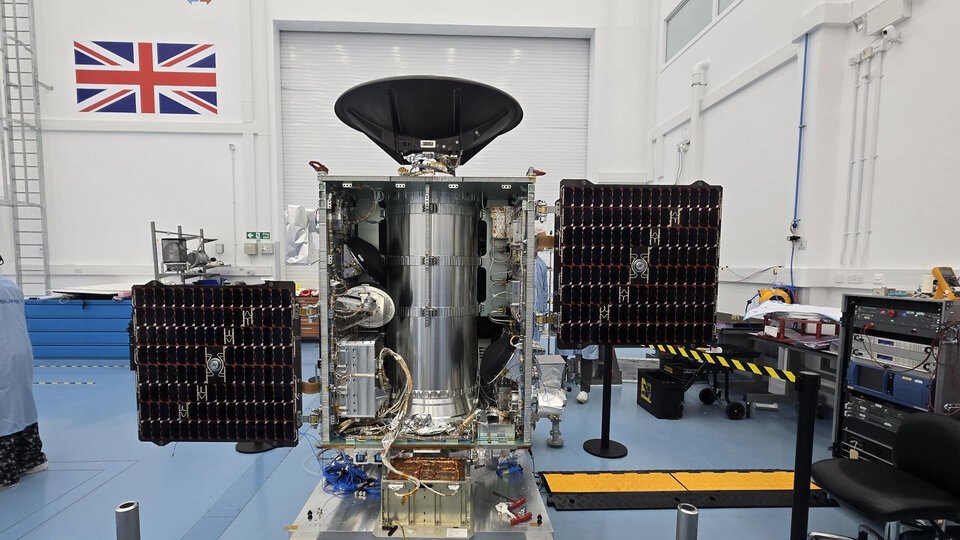Lunar Pathfinder during its integration and testing campaign at SSTL in the United Kingdom