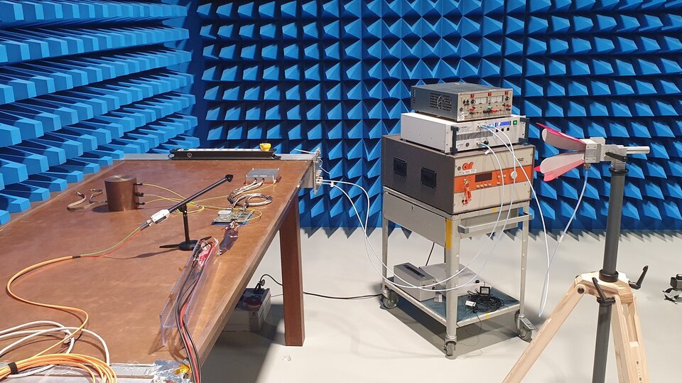 ESA's Rover Permittivity Sensor suite during testing at ESTEC, ESA's technical centre