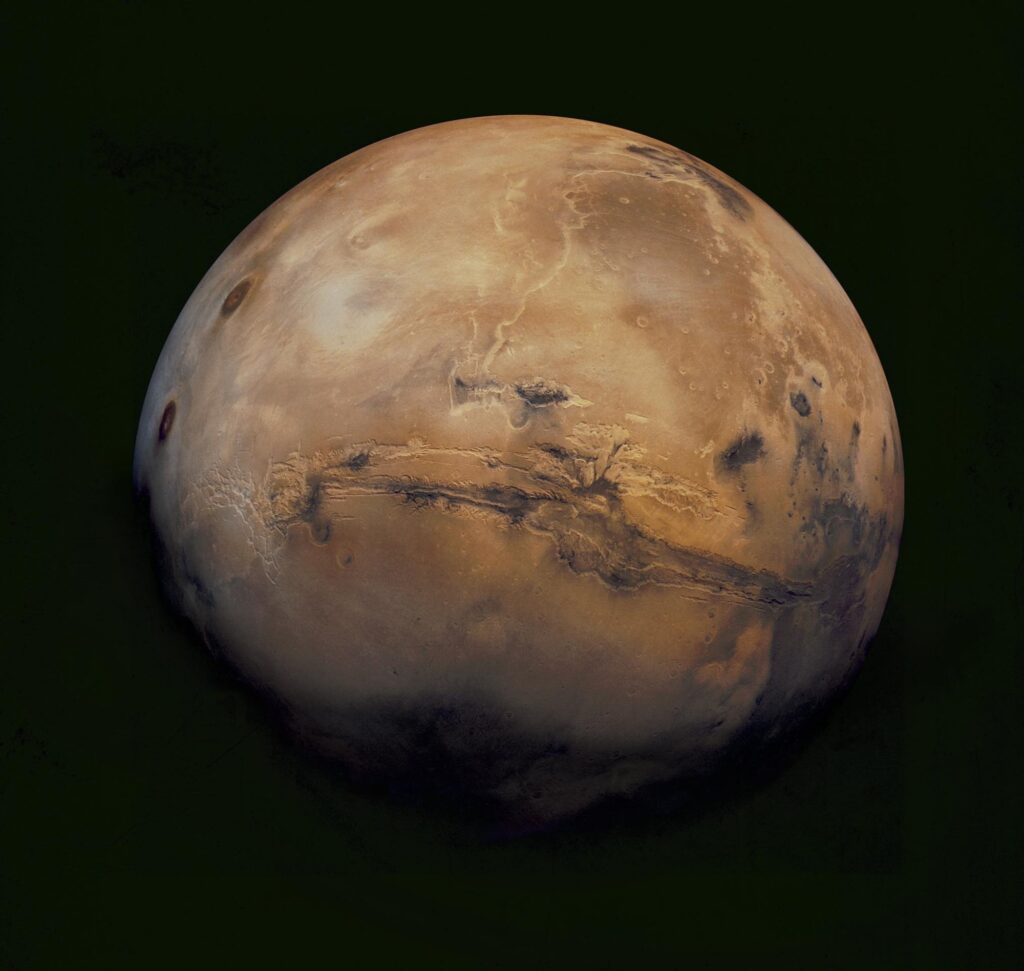 Mars, the red planet, seen from space