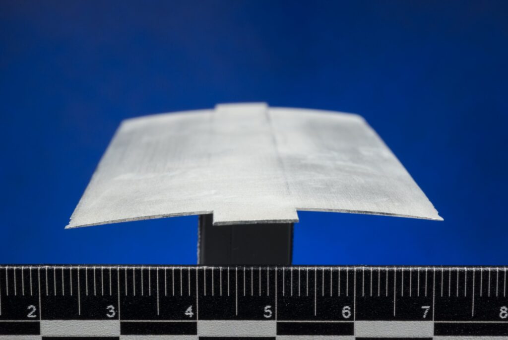 Cross-section view of the roamx-0201 airfoil, the thin, asymmetrical Mars helicopter blade design