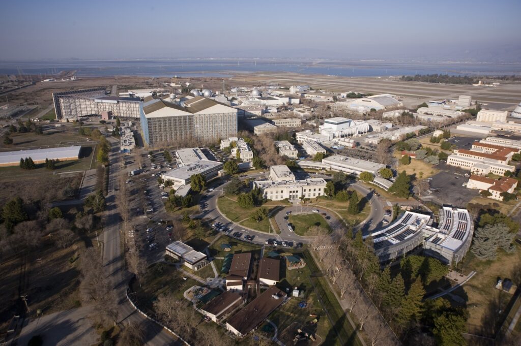 Aerial view of NASA's Ames Research Center in California's Silicon Valley