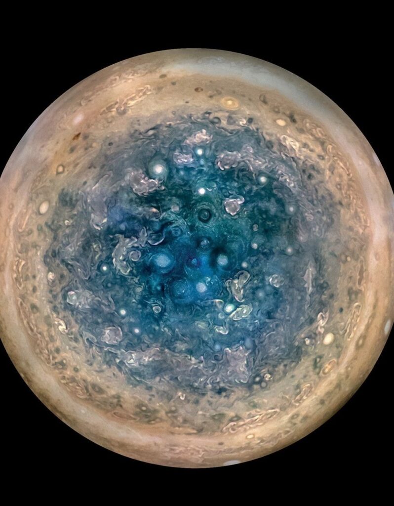 Cyclones swirling around Jupiter's south pole seen by Juno