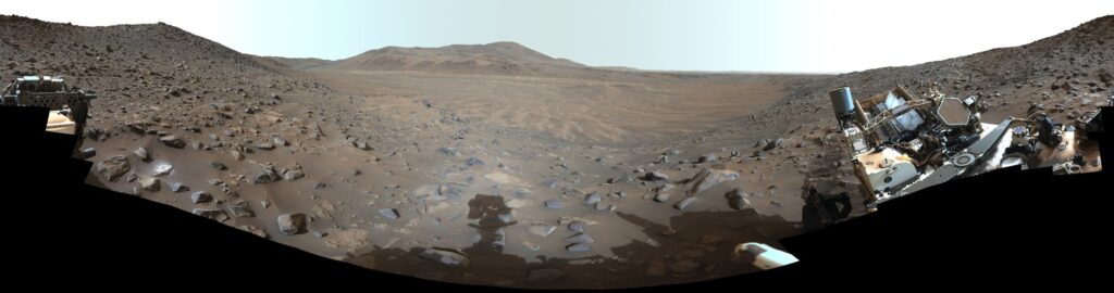 360-degree panorama from Perseverance of Neretva Vallis, a dried river channel on the western rim of Jezero Crater