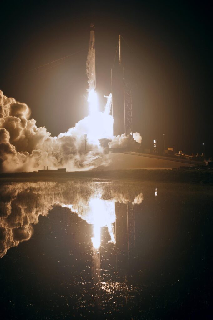 SpaceX Demo-1 liftoff seen from the Kennedy Space Center