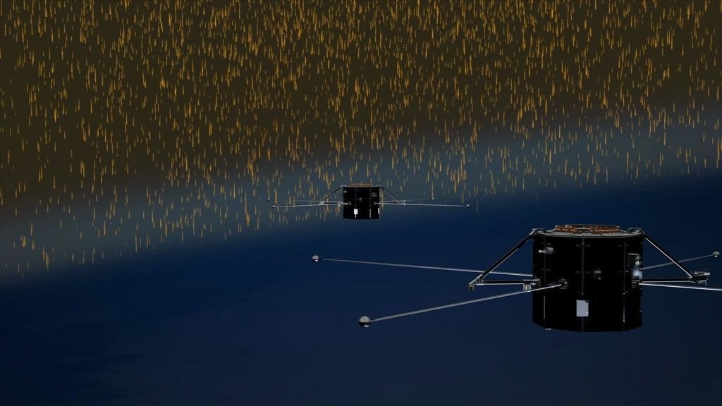 Animation frame showing a TRACERS spacecraft entering the polar cusp