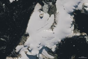 A skull-shaped Antarctic island is losing its snow early, Landsat 9 images show