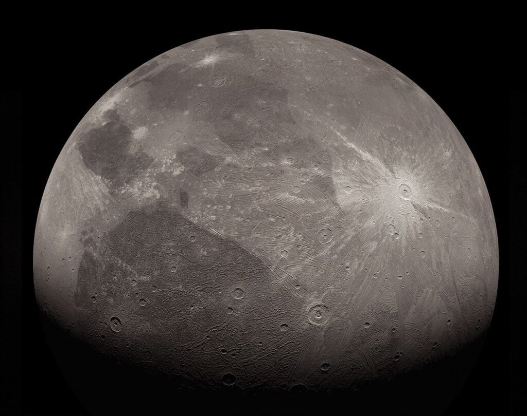 Enhanced JunoCam image of Ganymede taken during Juno's June 7, 2021 flyby